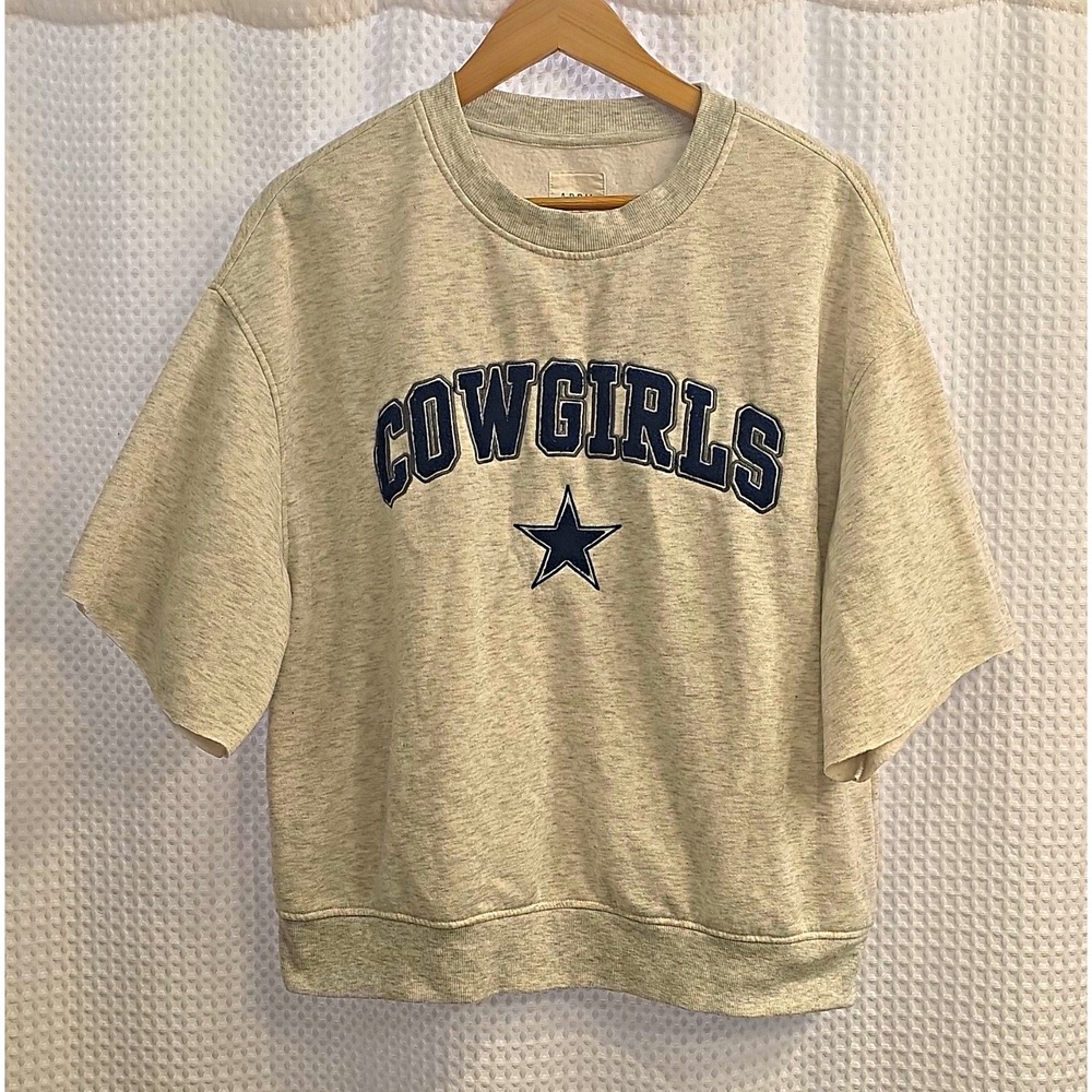 April Kiss Dallas Cowboys Gray Short Sleeve Sweatshirt "Cowgirls" Star Size XL